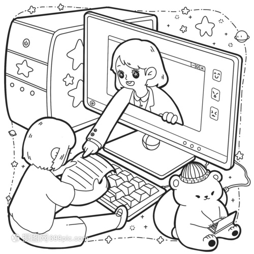 簡筆畫計算機 創意填色與插畫線稿的藝術